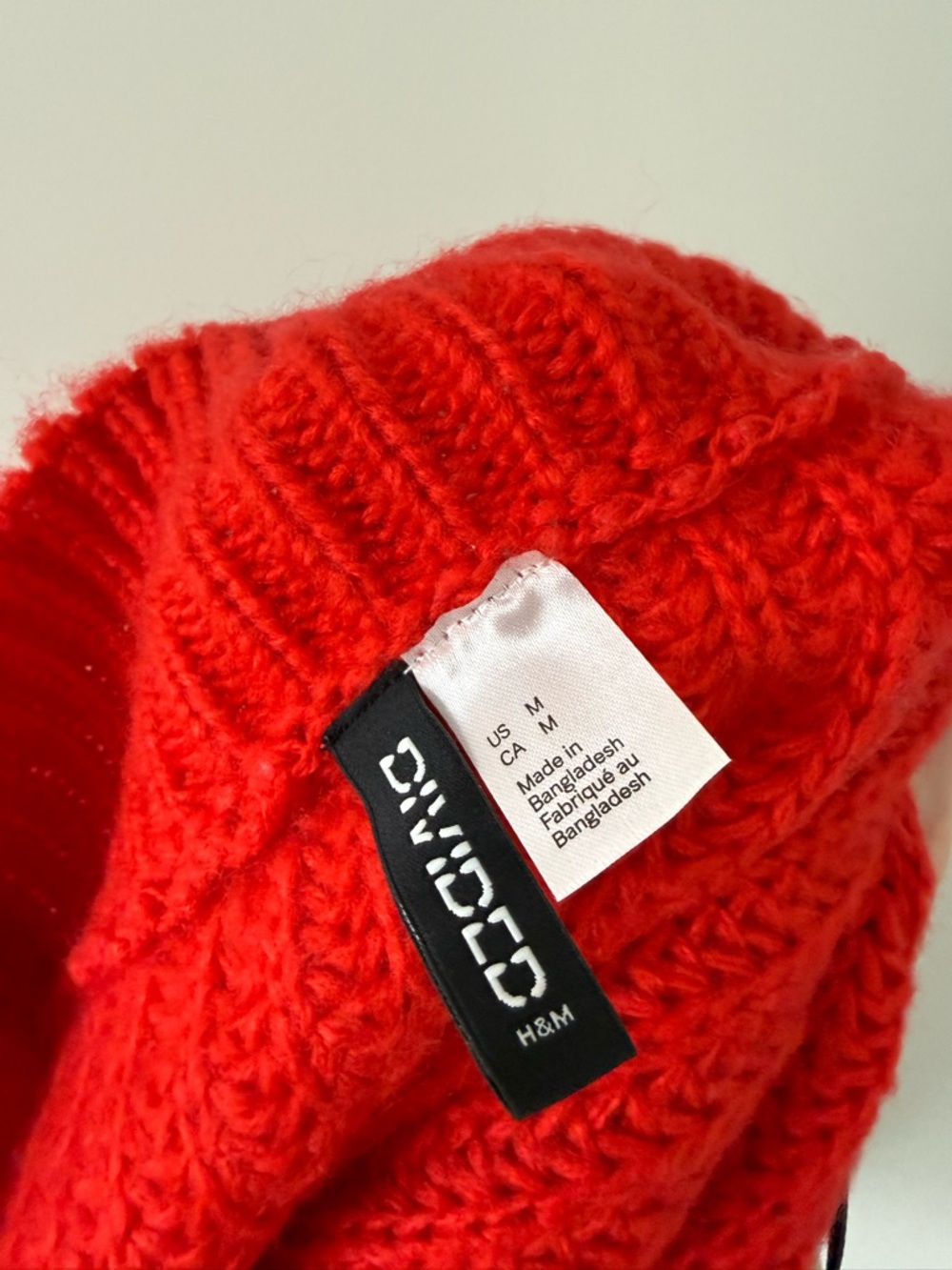 H&M Bright Red Off-the-Shoulder Ribbed Knit Sweater - Picture 3 of 4